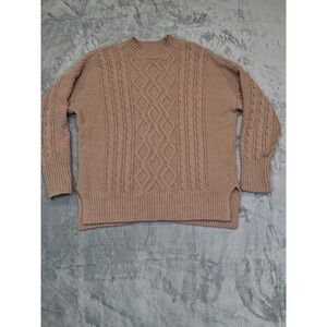 Abercrombie & Fitch Womens Sz M Fishermans Cable Knit Mock Neck Pullover Sweater